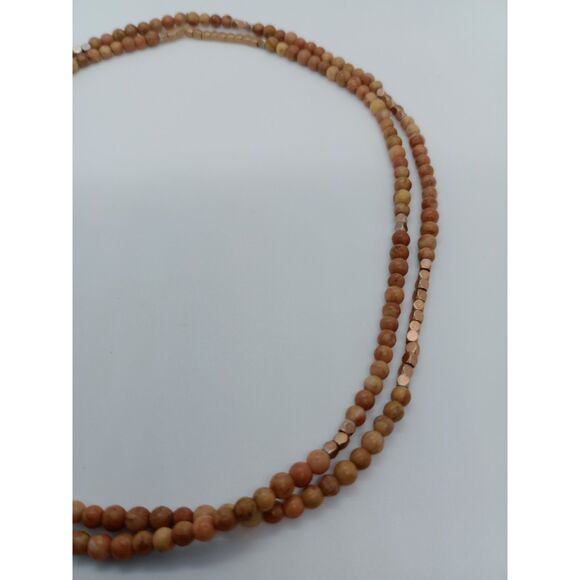 Natural Stone Agate Metal Beaded 34" Elastic Stretch Necklace - Picture 4 of 5